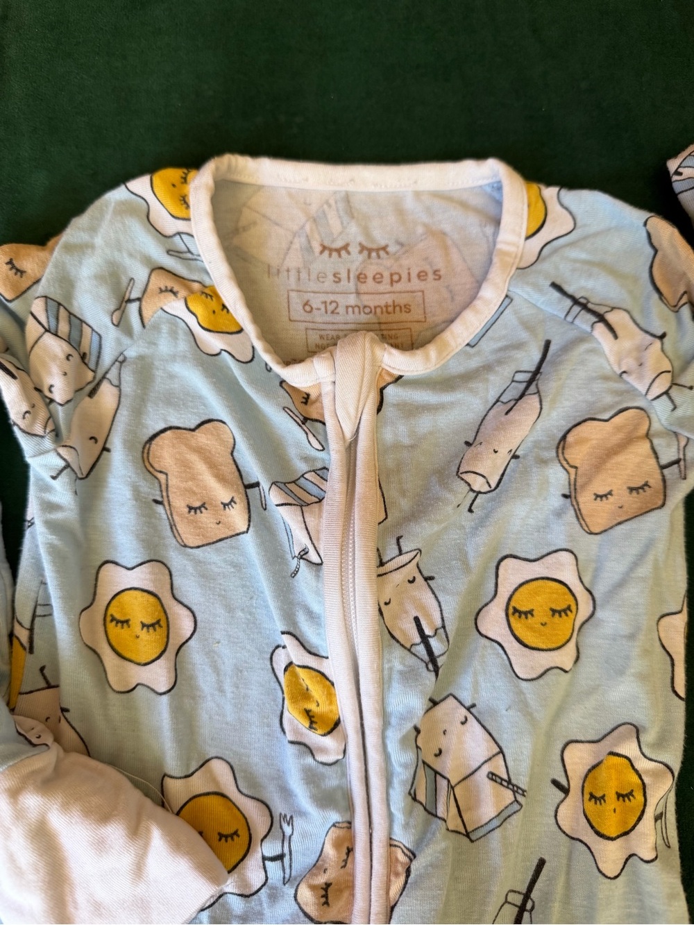 Little Sleepies Light Blue Egg & Toast Footie One-Piece